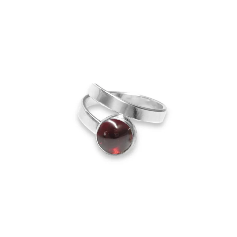 Sterling silver and 8mm Garnet ring